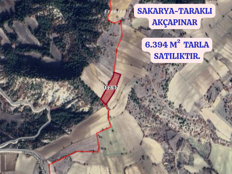 SAKARYA TARAKLI AKÇAPINAR  MAHALLESİ  6.394  M²  TARLA  SATILIKTIR - SAKARYA TARAKLI fotoğraf 2