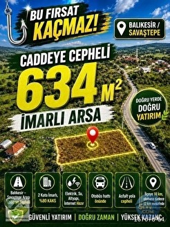 🚨 SAVAŞTEPE'DE 634 M² CADDEYE CEPHELİ İMARLI ARSA 🚨 - BALIKESİR SAVAŞTEPE fotoğraf 8