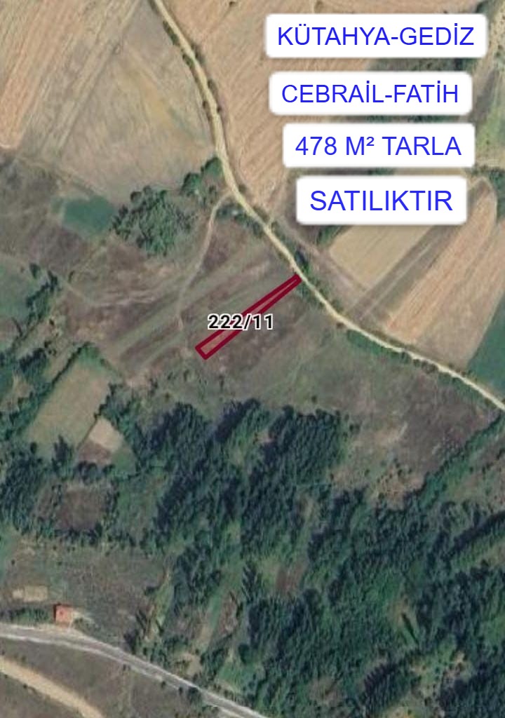 KÜTAHYA GEDİZ CEBRAİL- FATİH MAH. 478M² TARLA SATILIKTIR. - KÜTAHYA GEDİZ fotoğraf 2