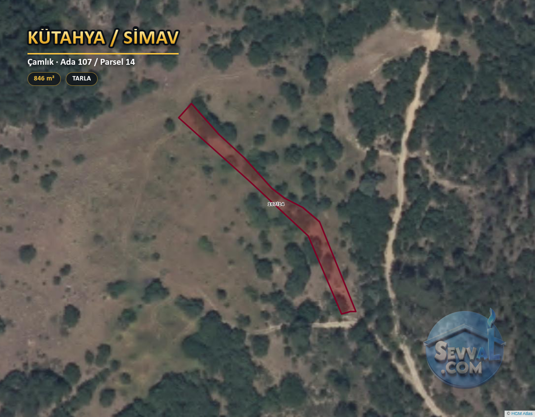 KÜTAHYA SİMAV ÇAMLIK 846 m² SATILIK ARSA - KÜTAHYA SİMAV fotoğraf 2