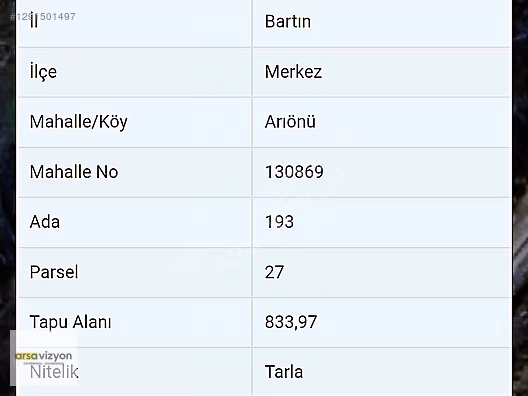 Mugada Arıönü'nde 833 M2 Villalık Arsa - BARTIN MERKEZ fotoğraf 7