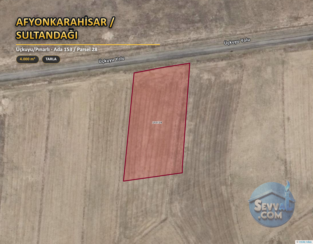 AFYONKARAHİSAR SULTANDAĞI ÜÇKUYU/PINARLI 4.000 m² SATILIK ARSA - AFYONKARAHİSAR SULTANDAĞI fotoğraf 2