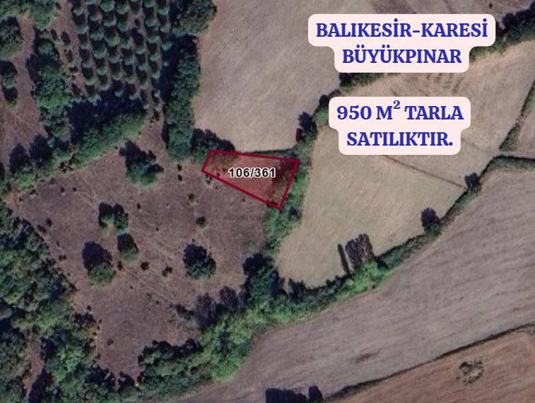 BALIKESİR KARESİ BÜYÜKPINAR  KÖYÜNDE 950 M² TARLA SATILIKTIR - BALIKESİR KARESİ fotoğraf 2