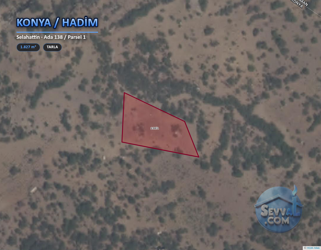KONYA HADİM SELAHATTİN 1.828 m² SATILIK TARLA - KONYA HADİM fotoğraf 3