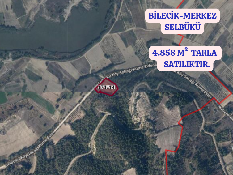 BİLECİK MERKEZ SELBÜKÜ KÖYÜNDE 4.858 M²  TARLA SATILIKTIR - BİLECİK MERKEZ fotoğraf 2