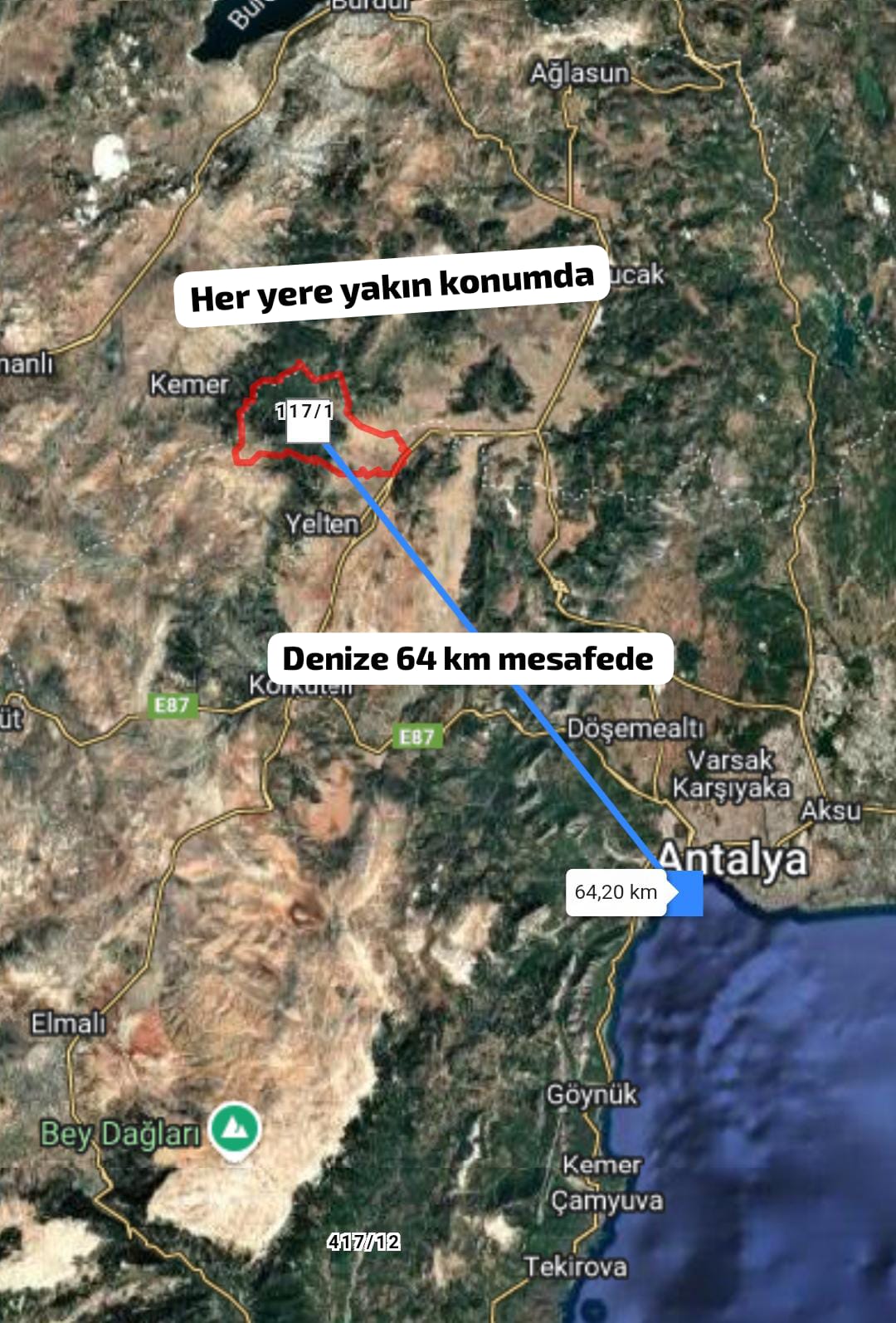Antalya / Döşemealtı / Camili Mahallesinde 346 m² SATILIK TARLA  - ANTALYA DÖŞEMEALTI fotoğraf 4