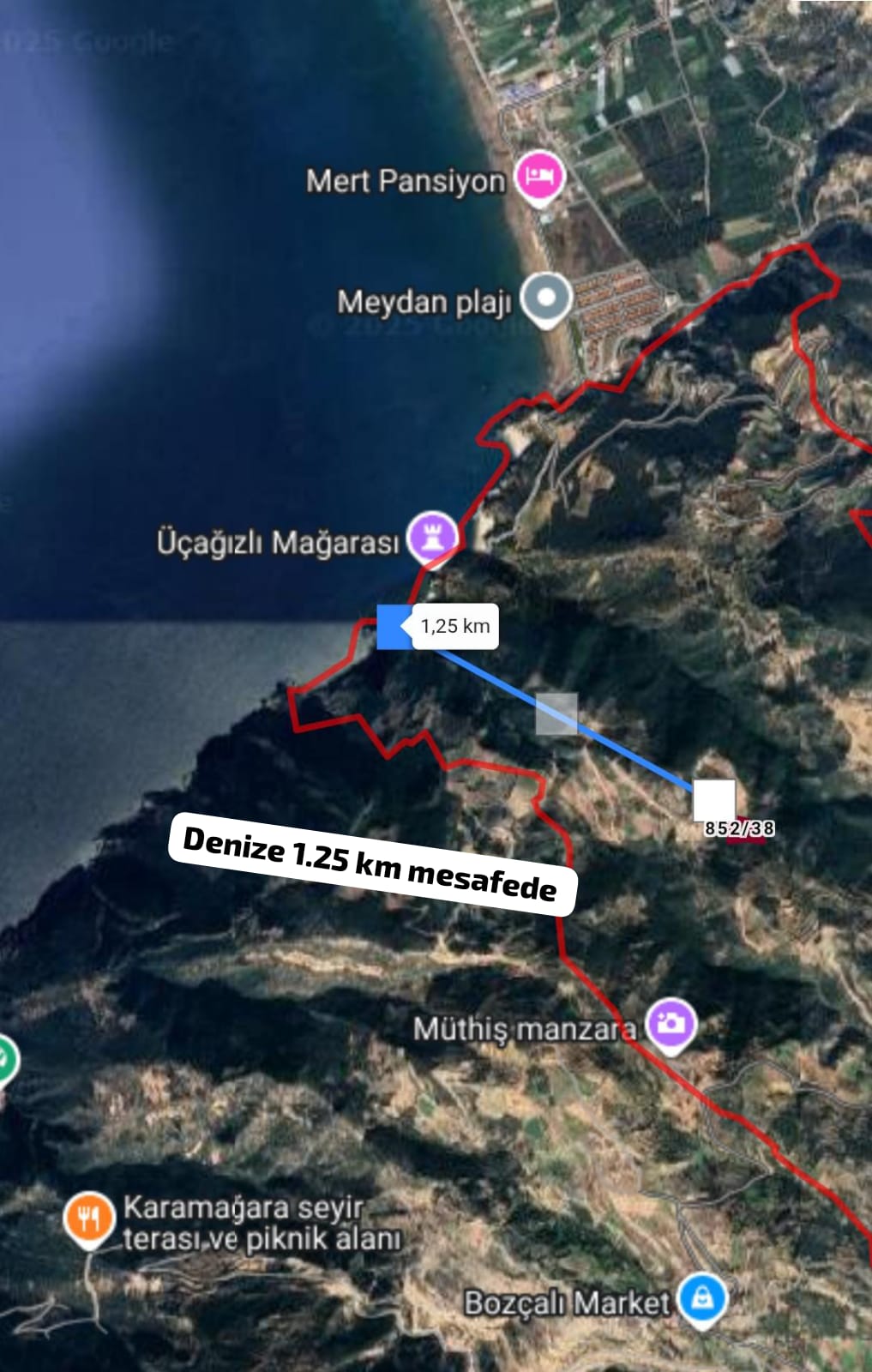 YAYLADAĞI GÖZLÜCEDE 6 BUÇUK DÖNÜM MEYDAN KÖYÜN ÜSTÜNDE