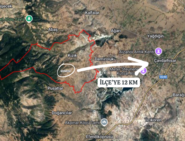 KÜTAHYA ÇAVDARHİSAR KIZIK 2.915 M²  TARLA SATILIKTIR - KÜTAHYA ÇAVDARHİSAR fotoğraf 5