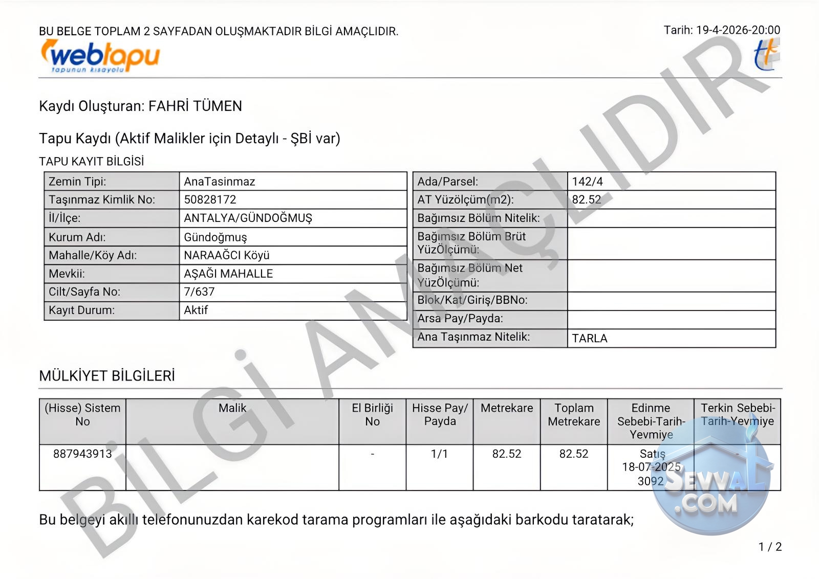 ANTALYA GÜNDOĞMUŞ NARAAĞCI'NDA KÖYİÇİ İMARLI 82 m² SATILIKTIR. - Antalya Gündoğmuş fotoğraf 16