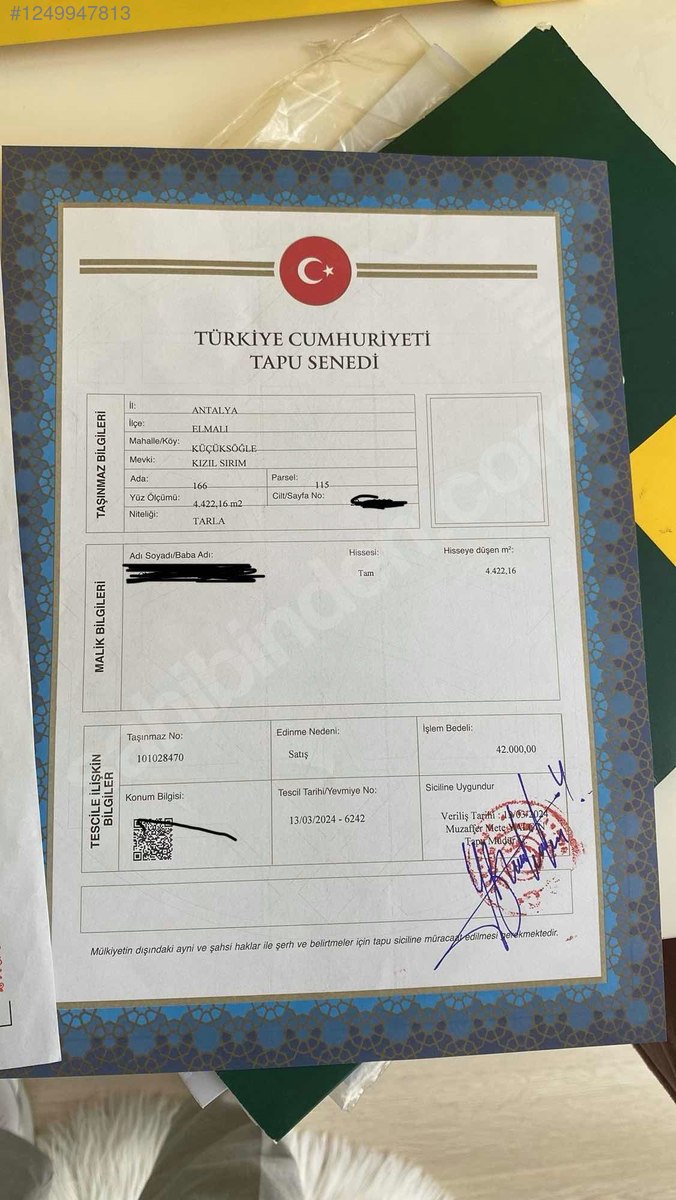 Antalya / Elmalı / Küçüksöğle Mahallesinde  4.422 m² SATILIK ARSA  - ANTALYA ELMALI fotoğraf 2