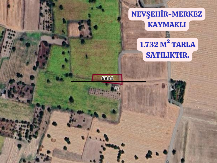 NEVŞEHİR MERKEZ KAYMAKLI  KÖYÜNDE 1.732  M² TARLA  SATILIKTIR - NEVŞEHİR MERKEZ fotoğraf 2