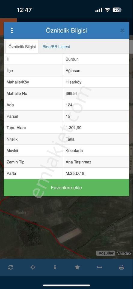Burdur Ağlasun Hisarköy’de 1300m2 Satılık Yatırımlık Tarla - BURDUR AĞLASUN fotoğraf 2