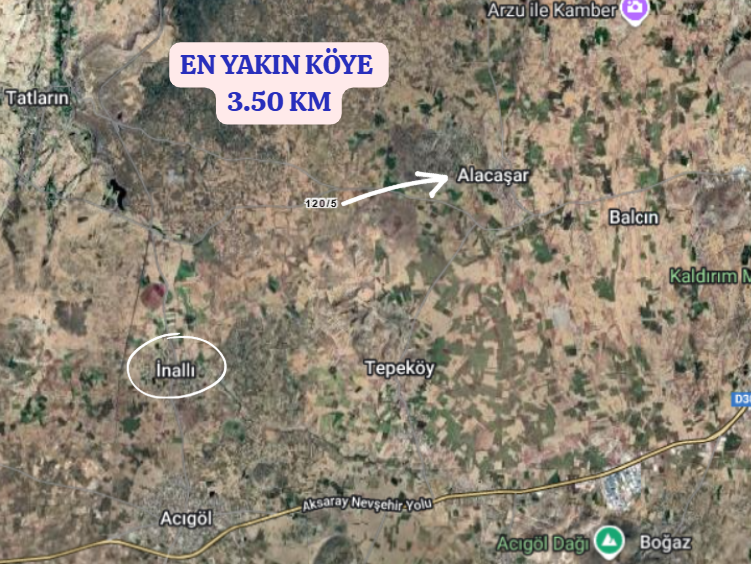 NEVŞEHİR ACIGÖL İNALLI  KÖYÜNDE 1.999  M² TARLA  SATILIKTIR - NEVŞEHİR ACIGÖL fotoğraf 4