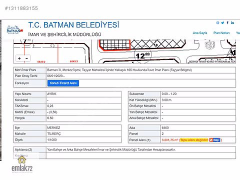 TILMERÇ'TE SATILIK VİLLALIK (KONUT+TİCARİ) ARSA HİSSESİ - BATMAN MERKEZ fotoğraf 6