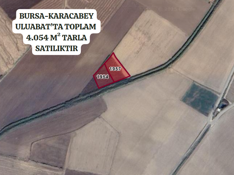 BURSA KARACABEYULUABAT'TA TOPLAM 4.054  M²  TARLA   SATILIKTIR. - BURSA KARACABEY fotoğraf 2