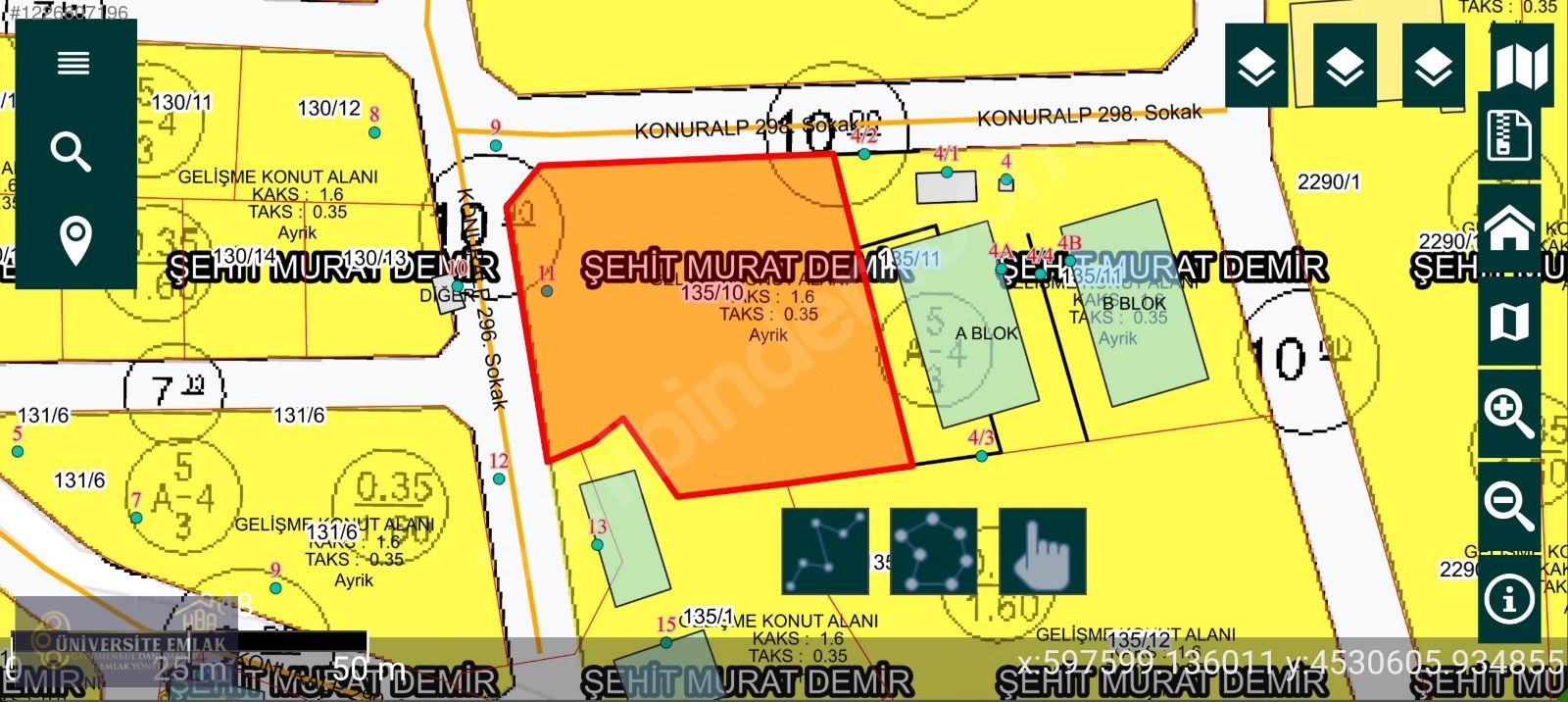 ÜNİVERSİTE EMLAKTAN KONURALP DE SATILIK ARSA 4 KAT İMARLI 2090M2 - DÜZCE MERKEZ fotoğraf 4