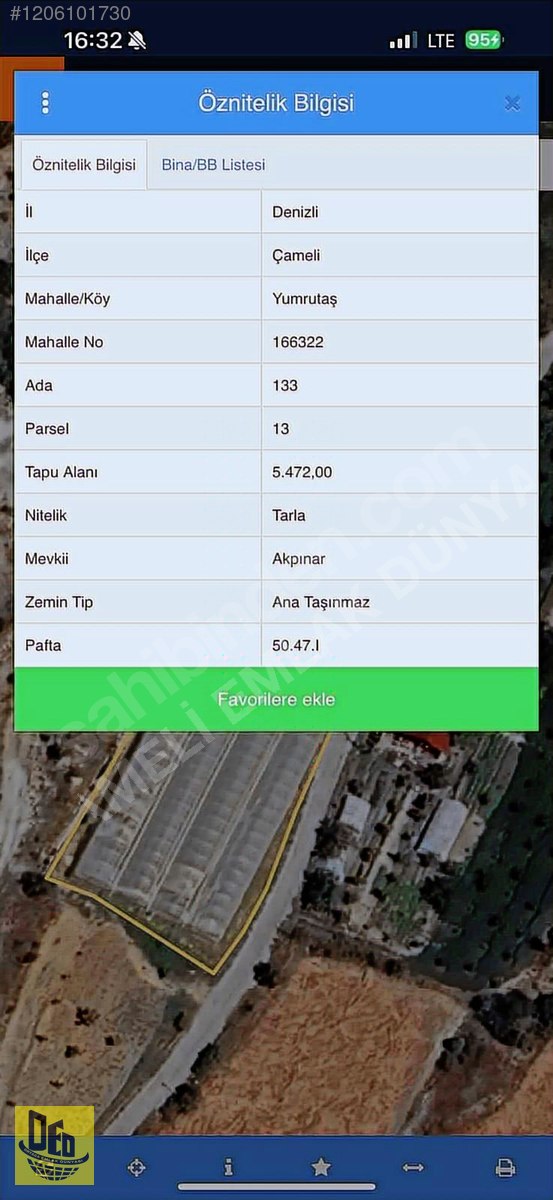 ÇAMELİ YUMRUTAŞ 5.472m2 TARLA İÇİNDE 4000m2 SERA TESİSİ - DENİZLİ ÇAMELİ fotoğraf 6