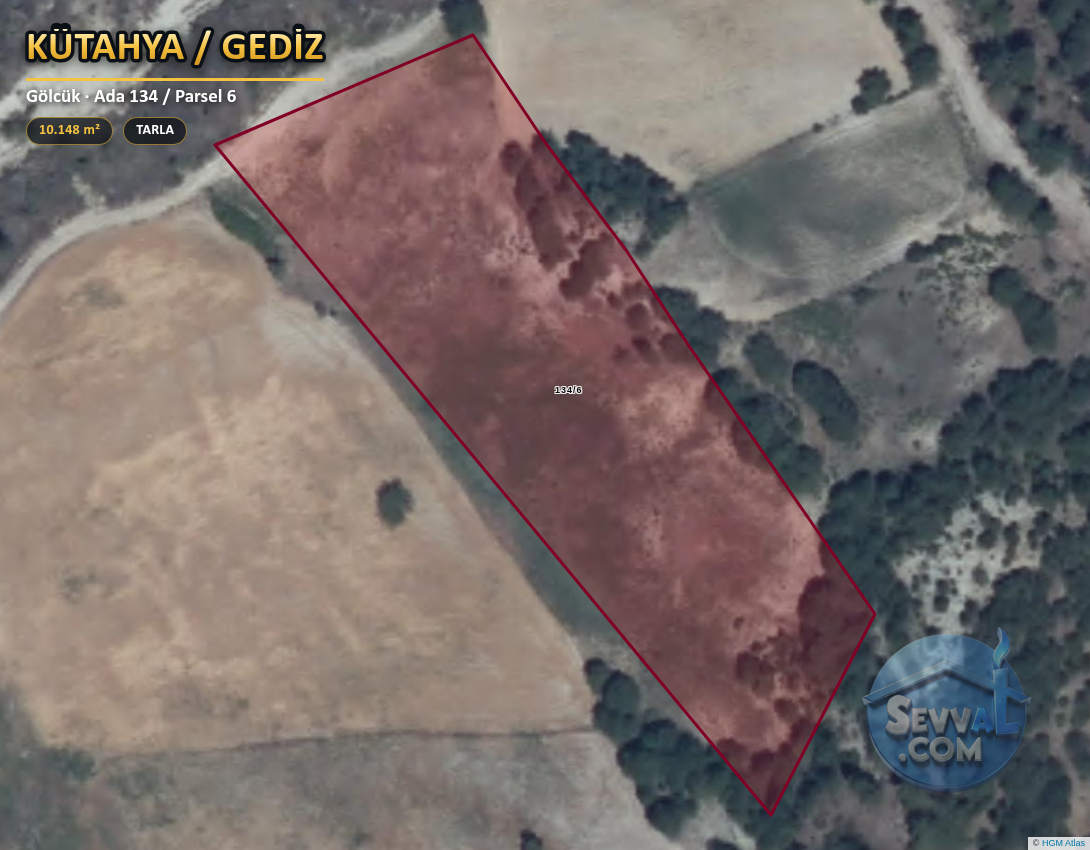 KÜTAHYA GEDİZ GÖLCÜK  KÖYÜNDE 10.148 M²  TARLA  SATILIKTIR - KÜTAHYA GEDİZ fotoğraf 2