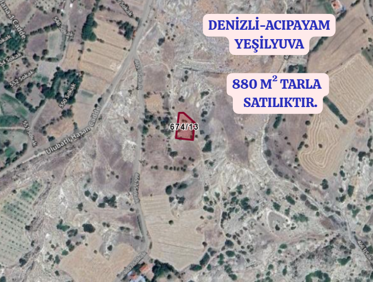 DENİZLİ ACIPAYAM YEŞİLYUVA  KÖYÜNDE 880  M² TARLA  SATILIKTIR - DENİZLİ ACIPAYAM fotoğraf 2