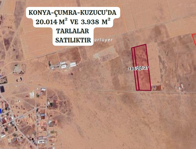 KONYA ÇUMRA KUZUCU KÖYÜ’NDE  20.014 M² VE 3.938 M²  TARLALAR SATILIKTIR - KONYA ÇUMRA fotoğraf 2