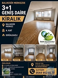 🚨 BALIKESİR ÇARŞI MERKEZDE DOĞALGAZLI 3+1 KİRALIK GENİŞ DAİRE 🚨 - BALIKESİR KARESİ fotoğraf 2