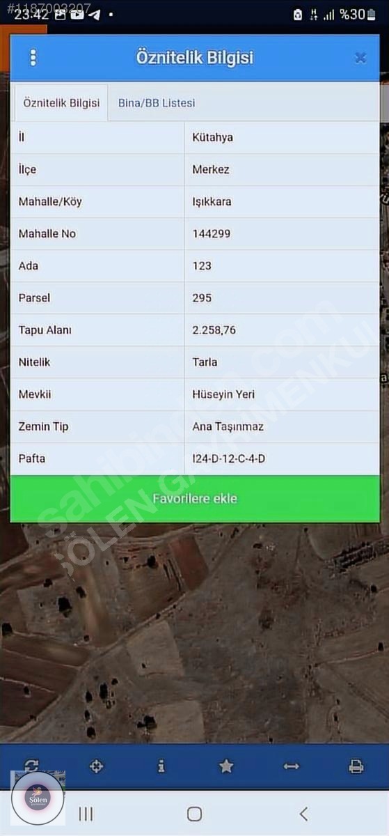 KÜTAHYA MERKEZ IŞIKKARA' DA KÖYE 250 MT. MESAFEDE 2.258 M2 TARLA - KÜTAHYA MERKEZ fotoğraf 4