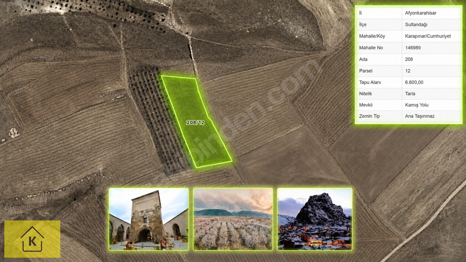 AFYON SULTANDAĞI KARAPINARCUMHURİYET'TE 6600 M² SATILIK TARLA - AFYONKARAHİSAR SULTANDAĞI fotoğraf 3