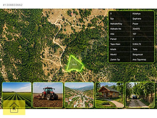 KÜTAHYA ŞAPHANE PAZAR'DA 5664 M² SATILIK TARLA - KÜTAHYA ŞAPHANE fotoğraf 4