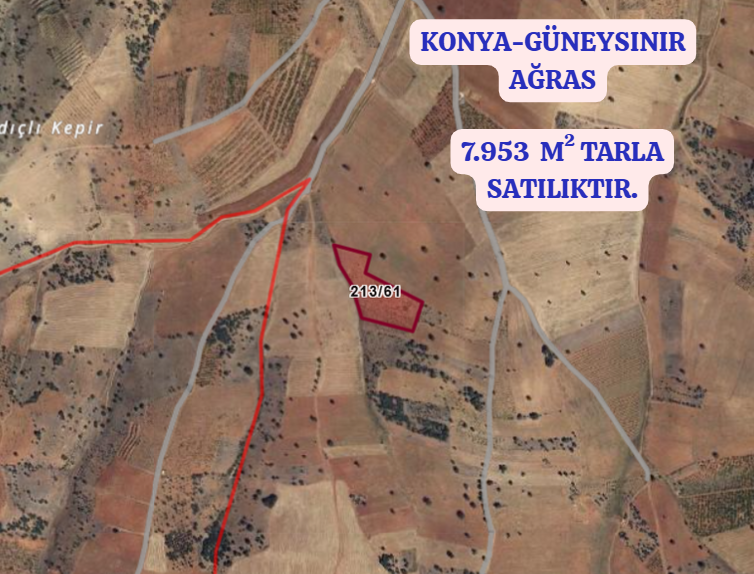 KONYA GÜNEYSINIR AĞRAS  KÖYÜNDE 7.953  M² TARLA  SATILIKTIR - KONYA GÜNEYSINIR fotoğraf 2