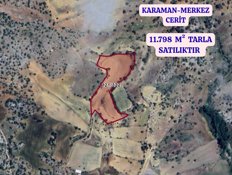 KARAMAN MERKEZ CERİT  KÖYÜNDE 11.798  M² TARLA  SATILIKTIR - KARAMAN MERKEZ fotoğraf 2