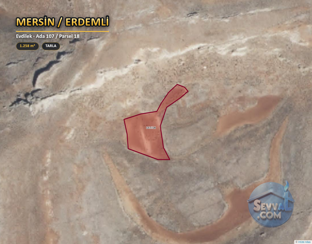 MERSİN ERDEMLİ EVDİLEK 1.258 m² SATILIK ARSA - MERSİN ERDEMLİ fotoğraf 2