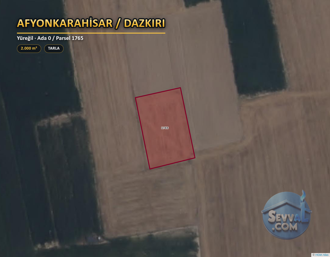 AFYONKARAHİSAR DAZKIRI YÜREĞİL 2.000 m² SATILIK ARSA - AFYONKARAHİSAR DAZKIRI fotoğraf 2