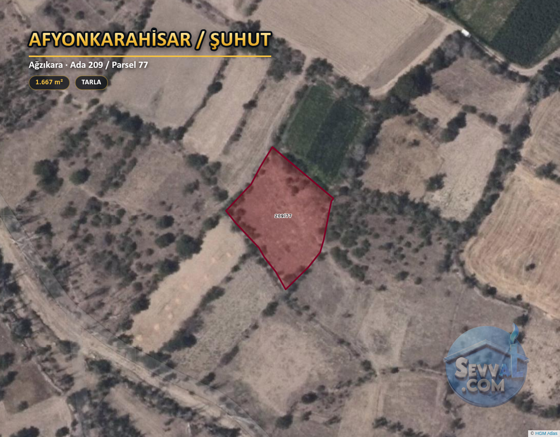 AFYONKARAHİSAR ŞUHUT AĞZIKARA 1.668 m² SATILIK ARSA - AFYONKARAHİSAR ŞUHUT fotoğraf 2