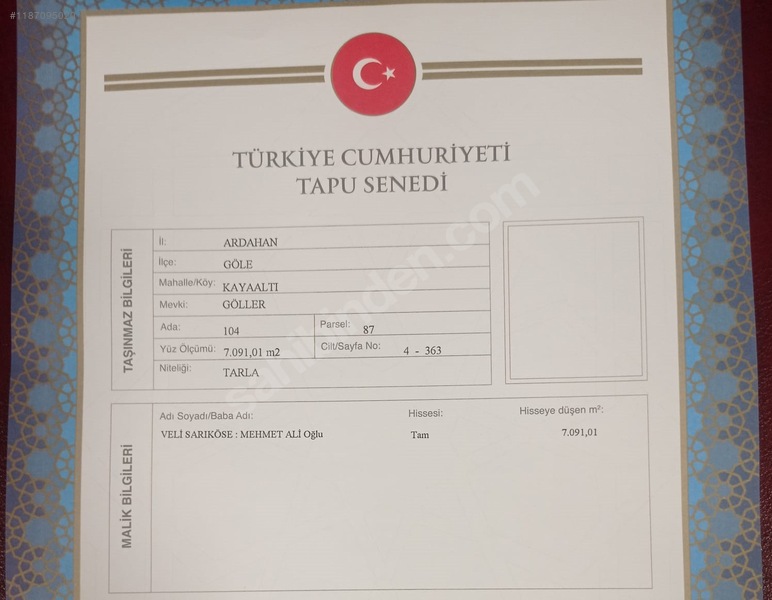 ARDAHAN GÖLE KAYAALTI 7.091 METREKARE ÇOK UYGUN FİYATLI - ARDAHAN GÖLE fotoğraf 2