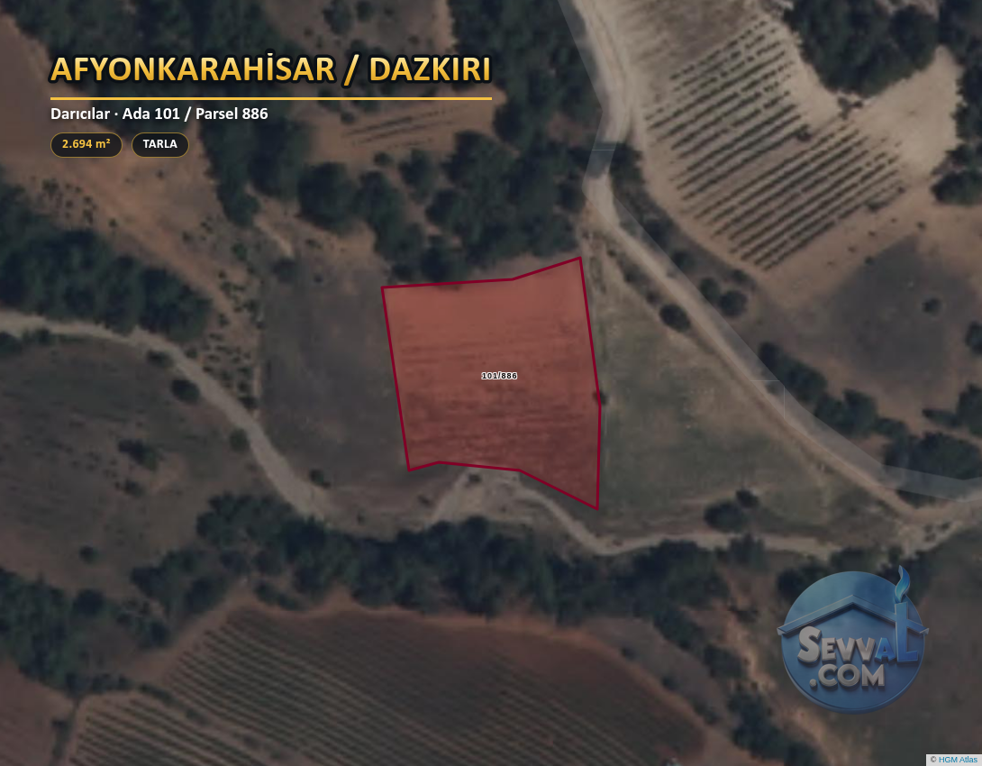 AFYONKARAHİSAR DAZKIRI DARICILAR 2.694 m² SATILIK ARSA - AFYONKARAHİSAR DAZKIRI fotoğraf 2