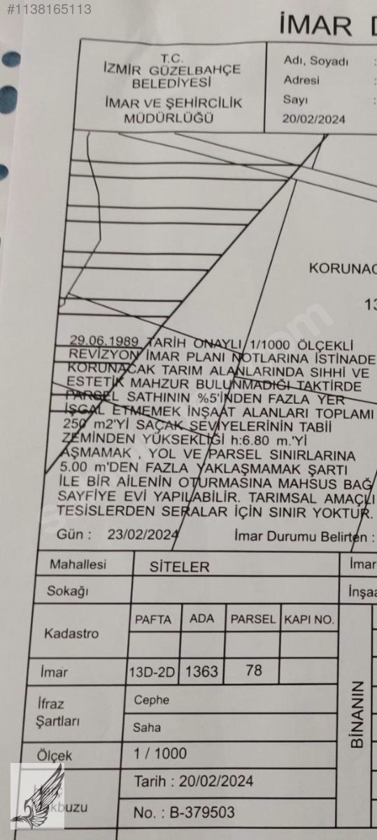 GÜZELBAHÇE'DE KIYMETLİ BÖLGEDE EV YAPILABİLİNİR YATIRIMLIK ARAZİ - İZMİR GÜZELBAHÇE fotoğraf 7