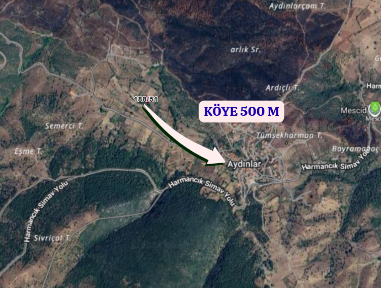 KÜTAHYA TAVŞANLI AYDINLAR  KÖYÜNDE 393 M²  TARLA  SATILIKTIR - KÜTAHYA TAVŞANLI fotoğraf 5
