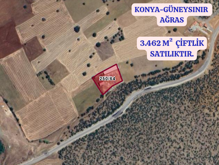 KONYA GÜNEYSINIR AĞRAS  KÖYÜNDE 3.462 M²  ÇİFTLİK  SATILIKTIR - KONYA GÜNEYSINIR fotoğraf 2