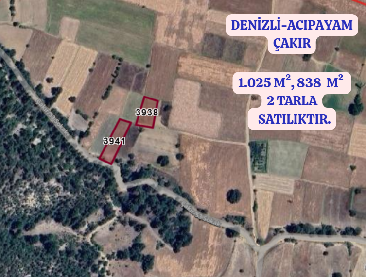 DENİZLİ ACIPAYAM ÇAYIR KÖYÜNDE  TOPLAM 1.863 M²   2 TARLA SATILIKTIR - DENİZLİ ACIPAYAM fotoğraf 2
