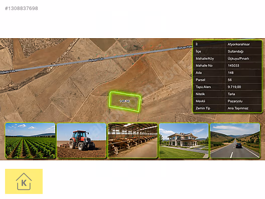 AFYON SULTANDAĞI ÜÇKUYUPINARLI'DA 9719 M² SATILIK TARLA - AFYONKARAHİSAR SULTANDAĞI fotoğraf 3