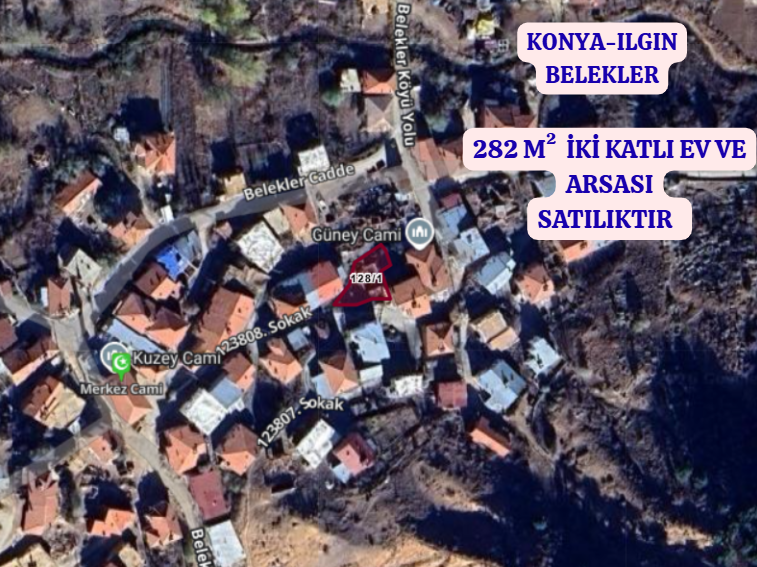 KONYA ILGIN BELEKLER    KÖYÜNDE 282  M²  İKİ KATLI KERPİÇ EV ARSASI SATILIKTIR - KONYA ILGIN fotoğraf 2