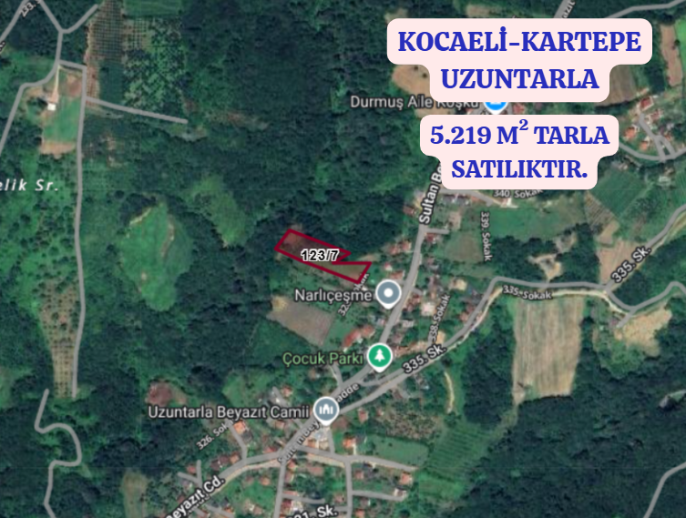 KOCAELİ KARTEPE UZUNTARLA KÖYÜNDE 5.219 M² TARLA \ MEYVE BAHÇESİ SATILIKTIR - KOCAELİ KARTEPE fotoğraf 2