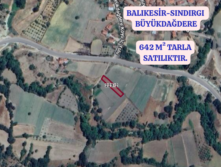 BALIKESİR SINDIRGI BÜYÜK DAĞDERE  KÖYÜNDE 642 M² TARLA SATILIKTIR - BALIKESİR SINDIRGI fotoğraf 2