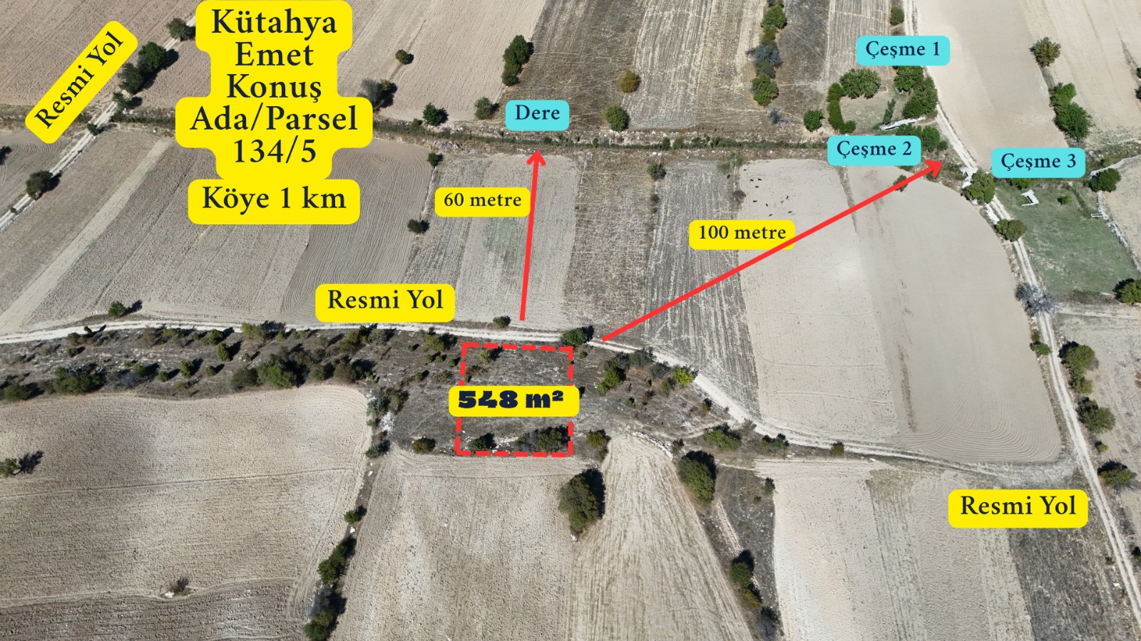 KÜTAHYA EMET KONUŞ   KÖYÜNDE 548  M² TARLA  SATILIKTIR - KÜTAHYA EMET fotoğraf 3