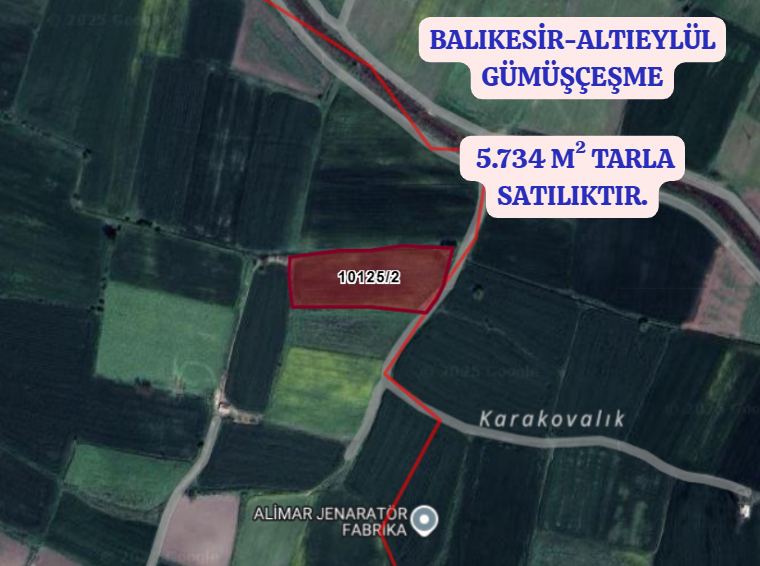 BALIKESİR ALTIEYLÜL GÜMÜŞÇEŞME  KÖYÜNDE 5.734  M² TARLA SATILIKTIR - BALIKESİR ALTIEYLÜL fotoğraf 2