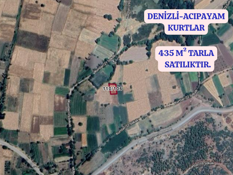 DENİZLİ ACIPAYAM KURTLAR KÖYÜNDE  435 M²  TARLA SATILIKTIR - DENİZLİ ACIPAYAM fotoğraf 2