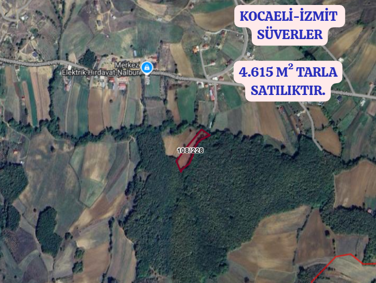 KOCAELİ İZMİT SÜVERLER  KÖYÜNDE 4.615 M²  TARLA  SATILIKTIR - KOCAELİ İZMİT fotoğraf 2