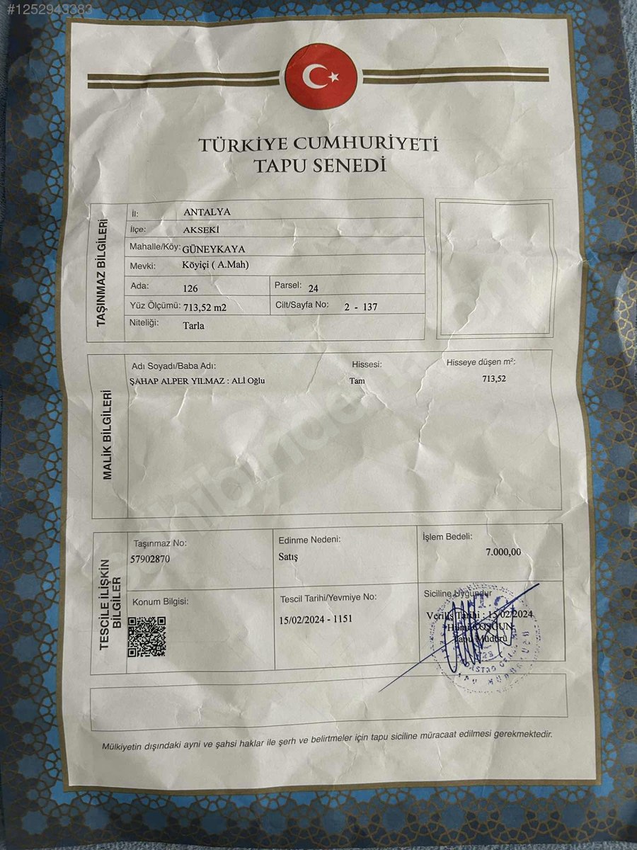 Antalya / Akseki / Güneykaya Mahallesinde 713 m² SATILIK ARSA  - ANTALYA AKSEKİ fotoğraf 7