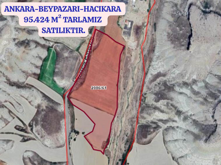 ANKARA  BEYPAZARI HACIKARA KÖYÜNDE 120.592 M² TARLAMIZ SATILIKTIR. - ANKARA BEYPAZARI fotoğraf 2
