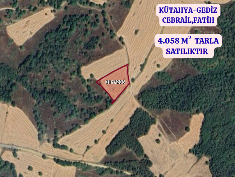 KÜTAHYA GEDİZ CEBRAİL,FATİH  KÖYÜNDE  4.058 M²  TARLA  SATILIKTIR - KÜTAHYA GEDİZ fotoğraf 2